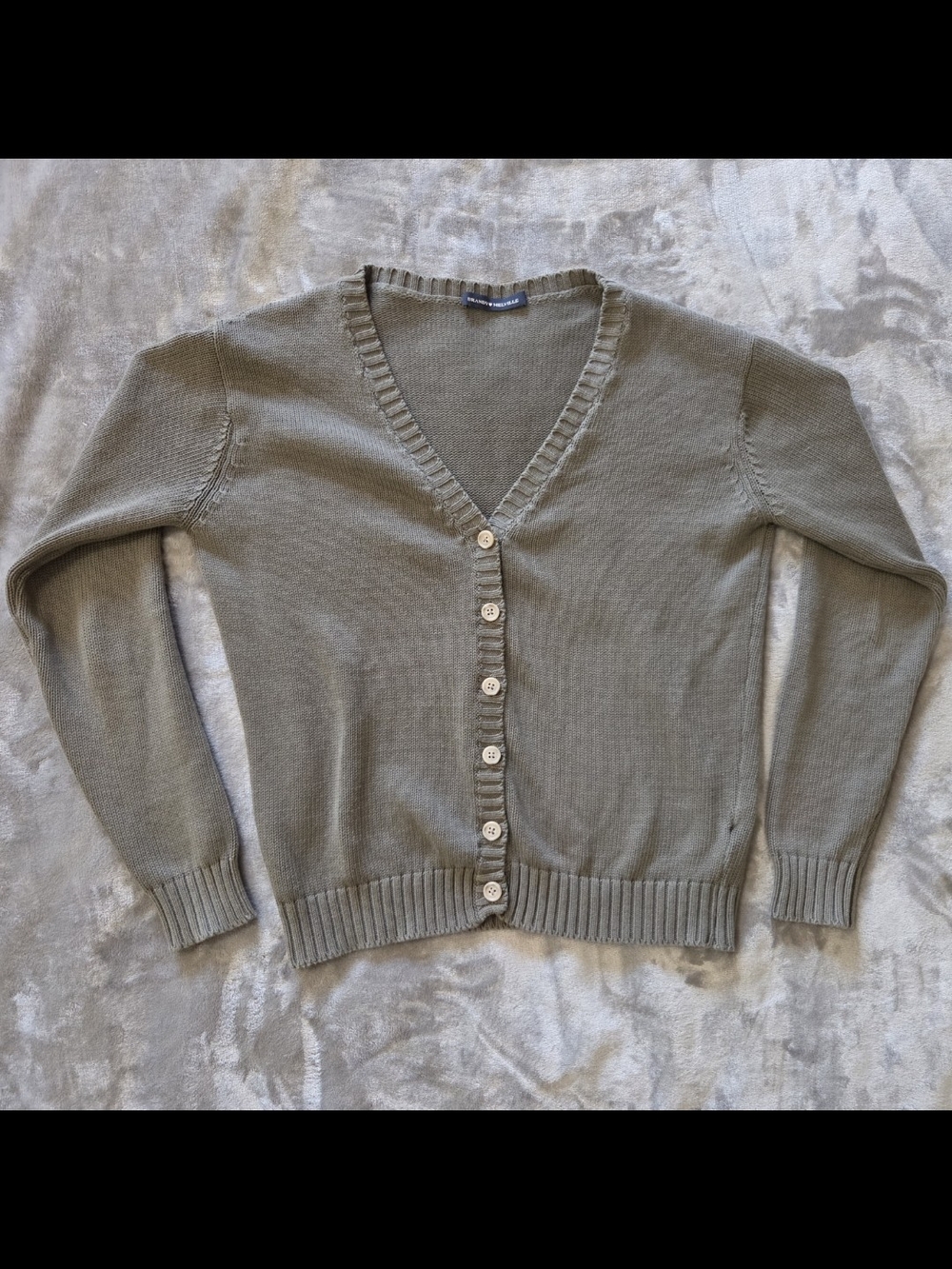 Brandy Melville - Light Olive Button-Front V-Neck Women's Cardigan Sweater